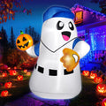 5FT Halloween Inflatable Ghost Pitcher with LED Pumpkin - Bright Yard