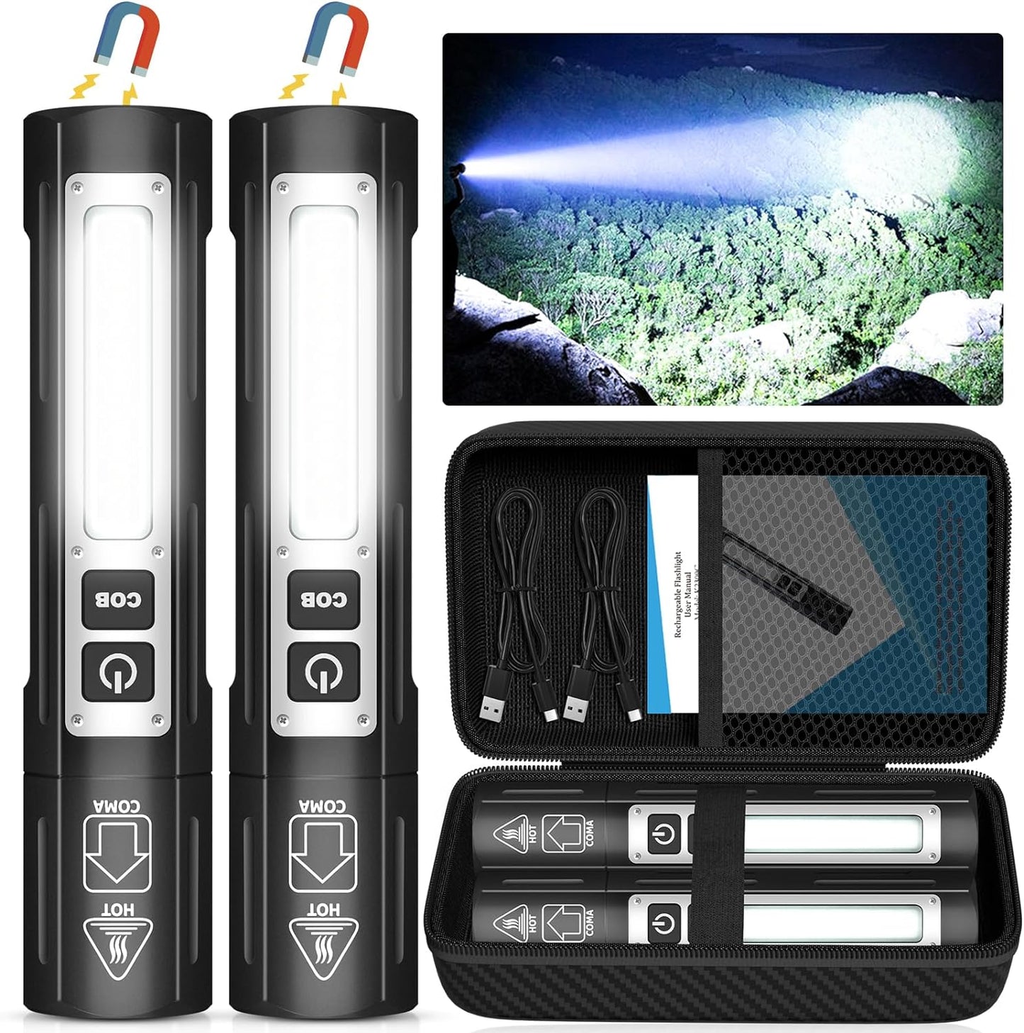 20,000LM Pocket Rechargeable Flashlight - Super Bright Dual Button Tactical Light