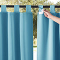 Outdoor Curtains for Patio Waterproof Set of 2 - Teal Blue Privacy