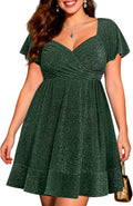 Plus Size Sparkly Cocktail Dress for Women - Wrap V Neck Short