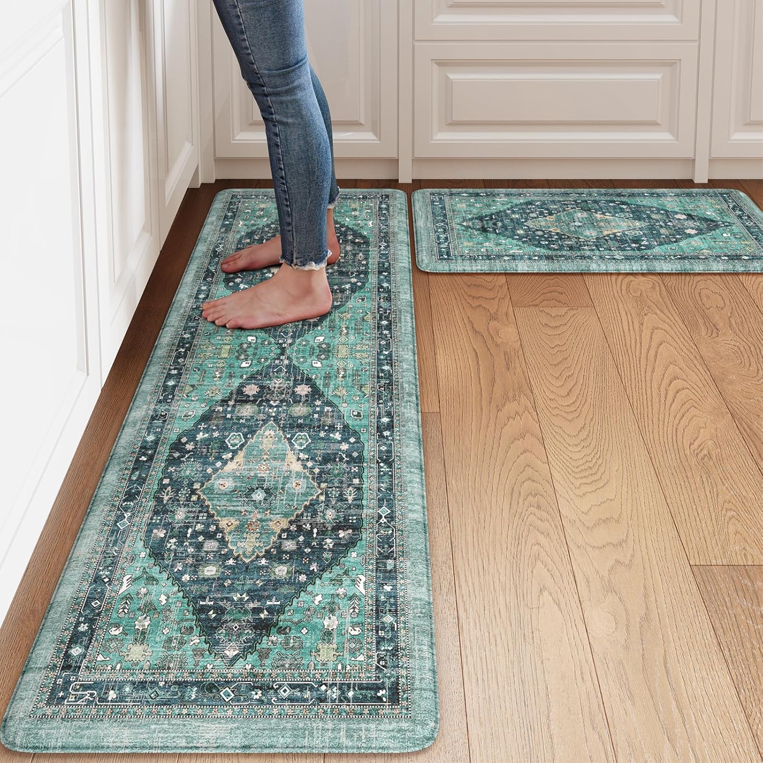 Collive Farmhouse Anti Fatigue Kitchen Mat Set for Comfort