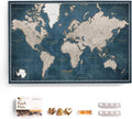 Canvas World Map Pin Board 120x80 cm - English Lettering Pattern 19