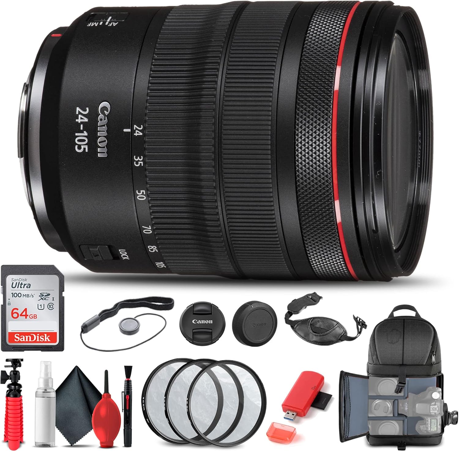 Canon RF 24-105mm f/4L IS USM Lens Bundle with Accessories