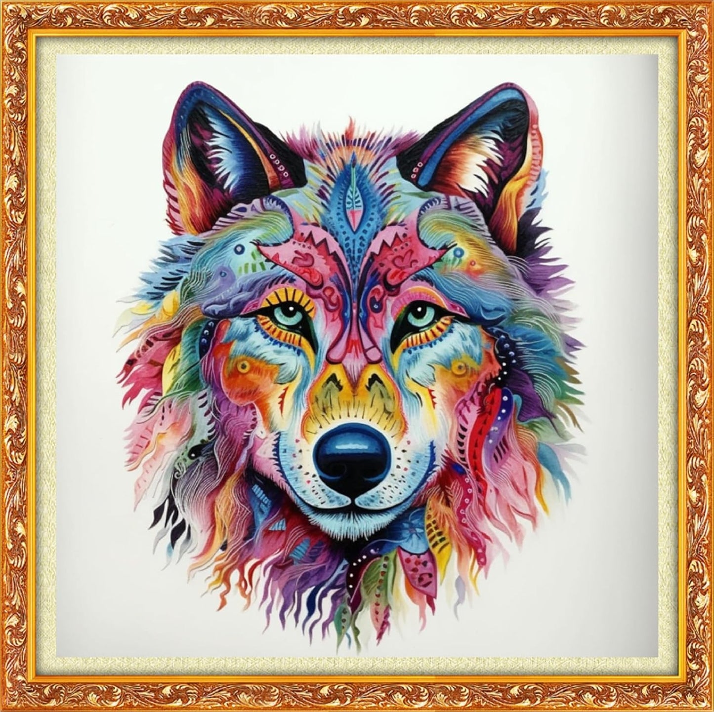 Foxhool Beginners Cross Stitch Kits for Colorful Wolf Design