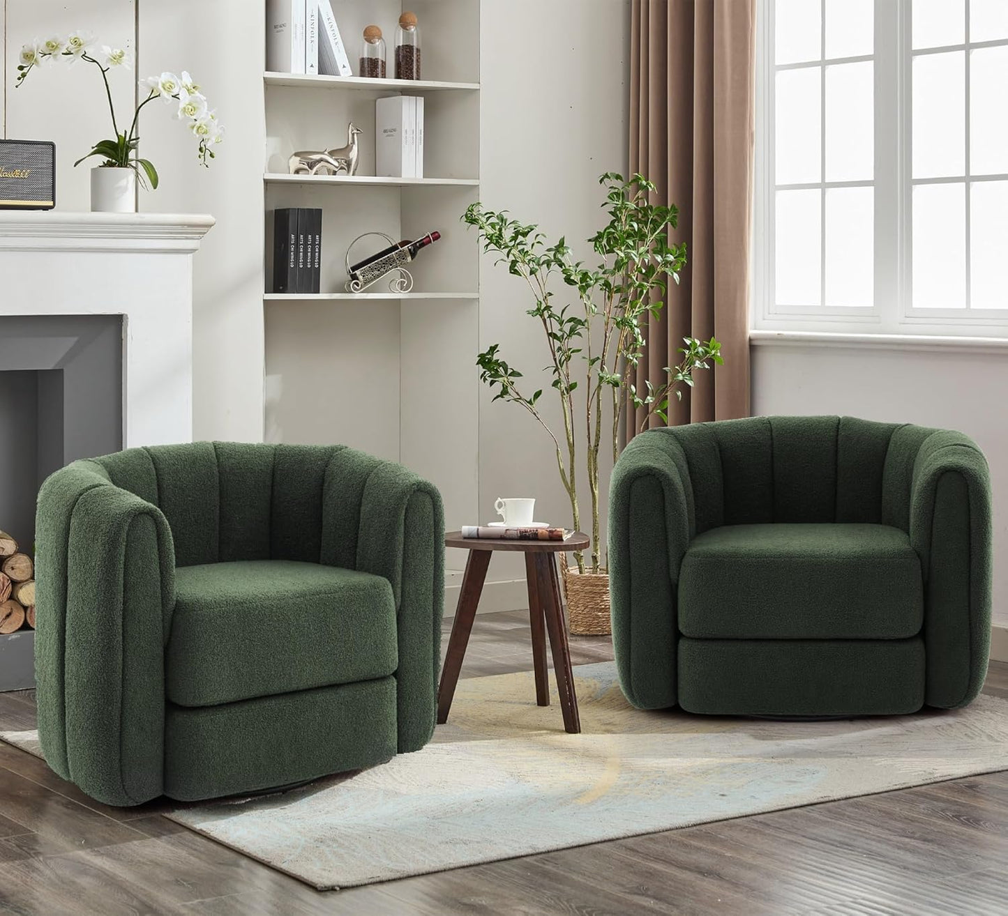 Comfy Barrel Armchair Set, Green, Green
