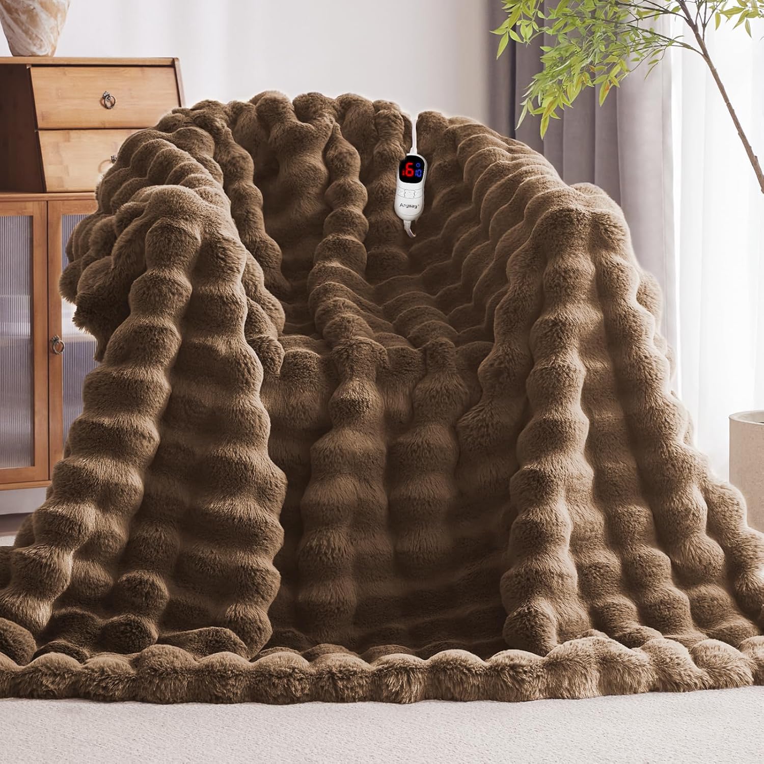 Heated Blanket Throw with Auto-Off and 10 Heat Levels for Comfort