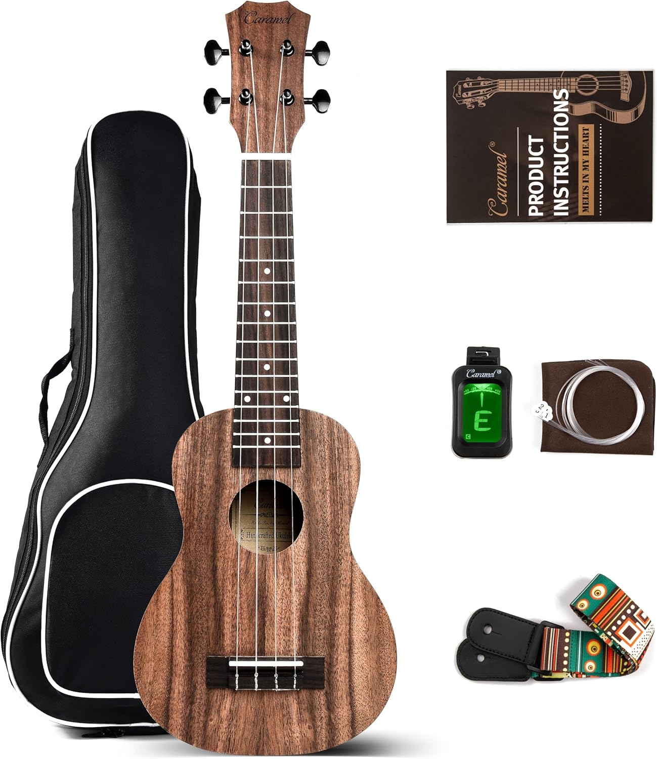 Caramel 21 in Soprano Acacia KOA Ukulele Beginner Kit Review