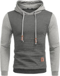 Mens Hooded Waffle Knit Pullover Hoodie - Soft Casual Layering