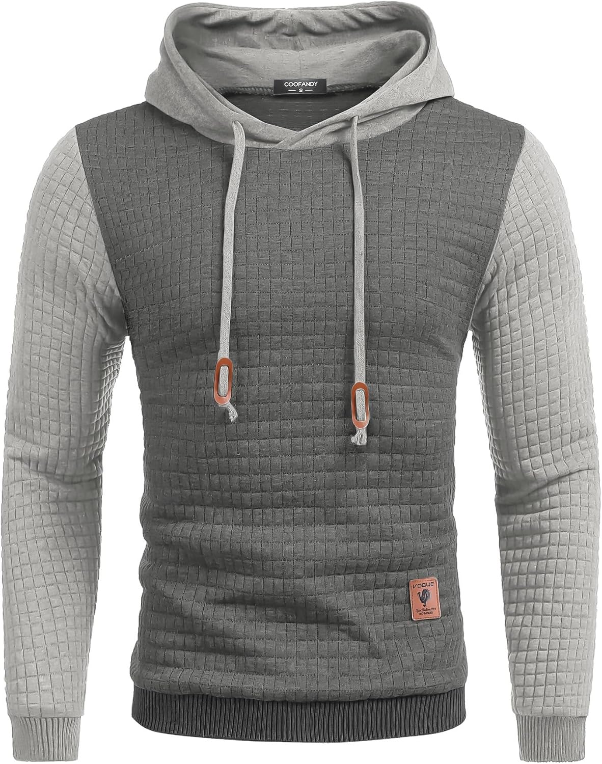 COOFANDY Mens Hooded Sweatshirt Casual Long Sleeve Waffle Knit