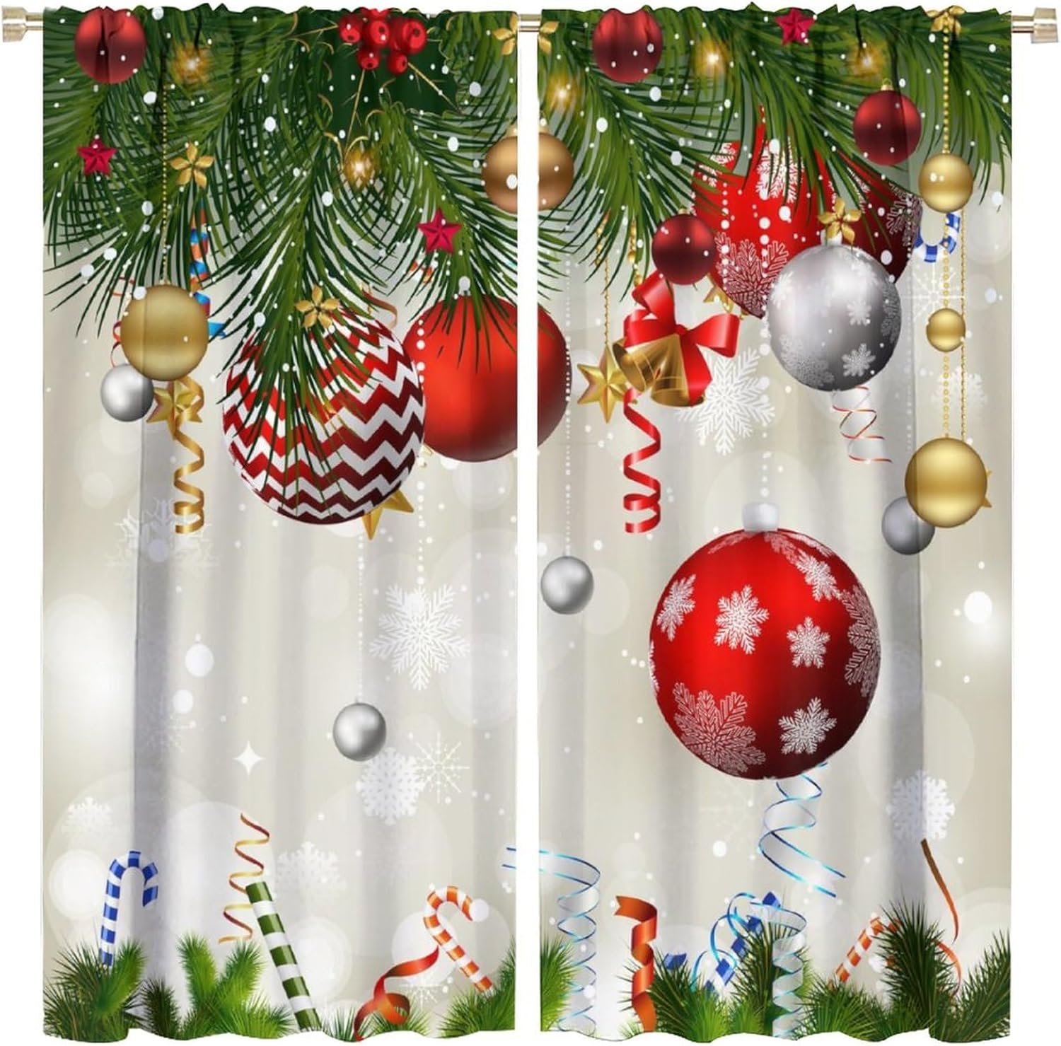 Snowflake Darkening Curtains - Merry Xmas Decor