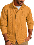 PJ PAUL JONES Men's Cardigan Sweater Stand Collar - Classic Cable Knit