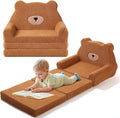 Extra Wide Soft Toddler Couch Fold Out - Convertible Kids Sofa