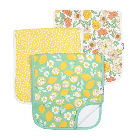 Soft & Absorbent Baby Burp Cloths - Copper Pearl Lemon Set