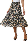 Allegra K Women's Floral Chiffon A-line Midi Skirt for Summer