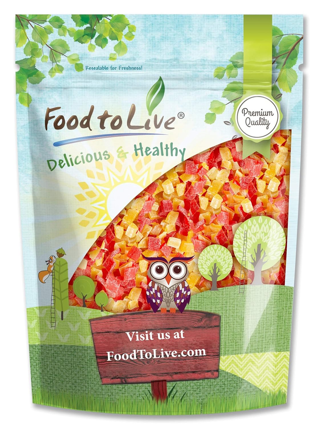 Diced Fruits Mix - Sweetened Tropical Dried Fruits for Snacks