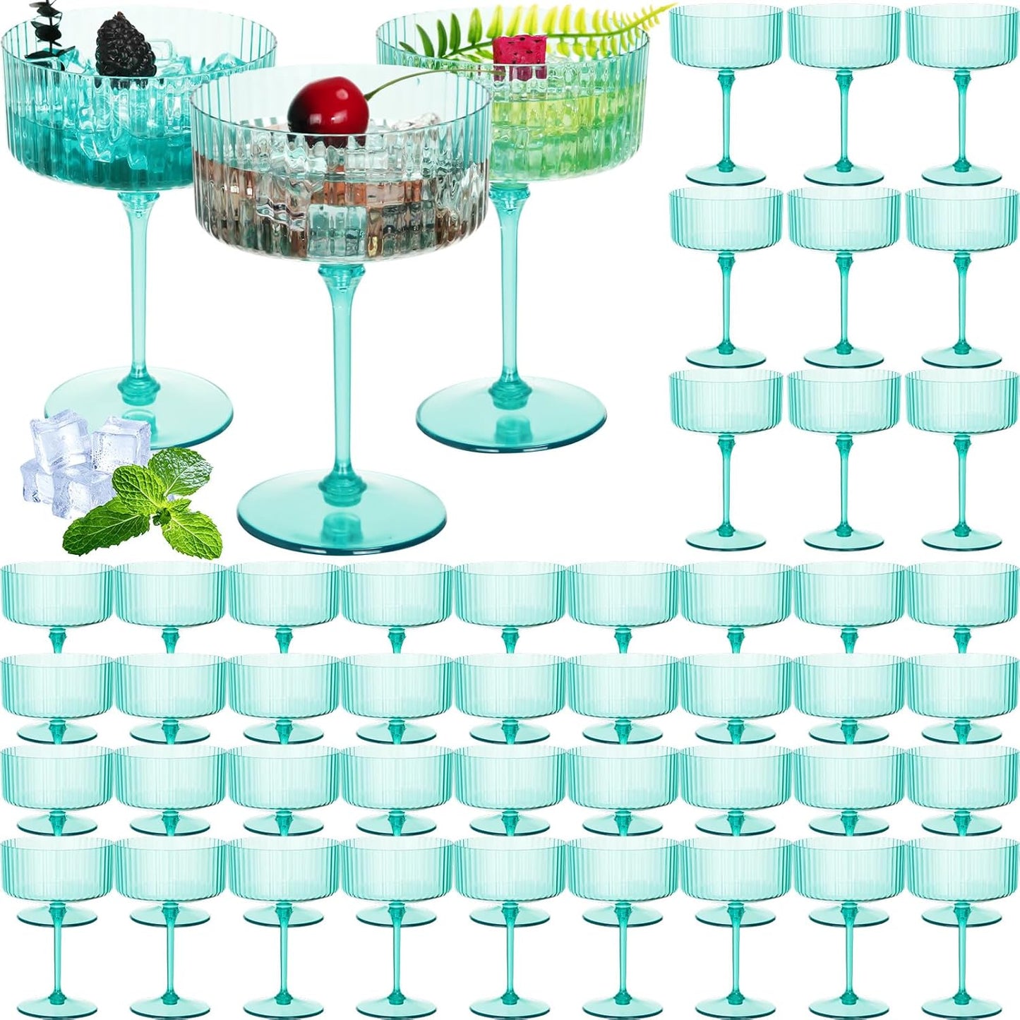 48 Pcs Ribbed Martini Glasses for Stylish Party Supplies