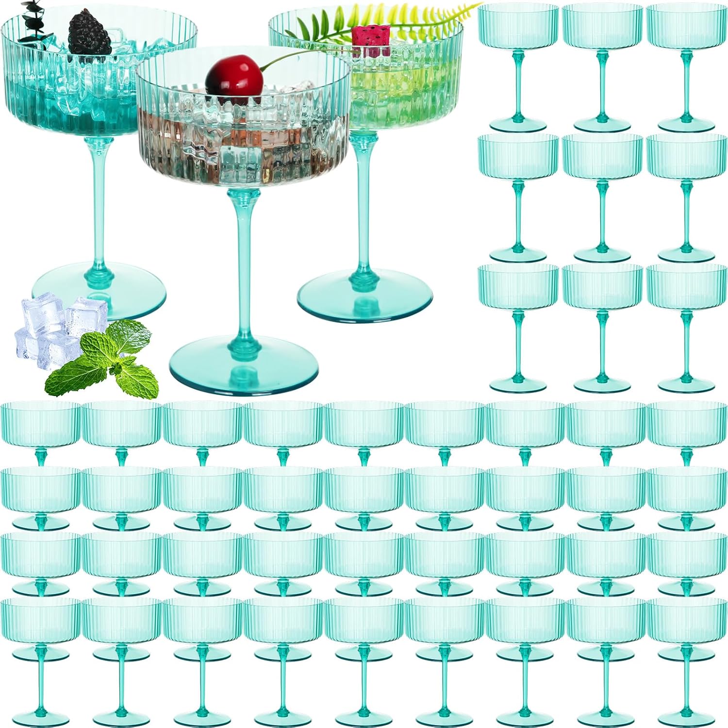 48 Pcs Ribbed Martini Glasses for Stylish Party Supplies