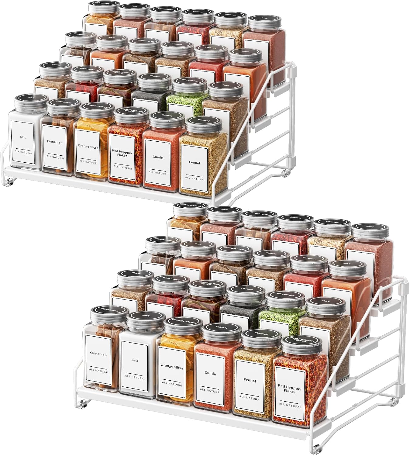 Spice Organization for Cabinet - Adjustable 4 Tier Rack Set
