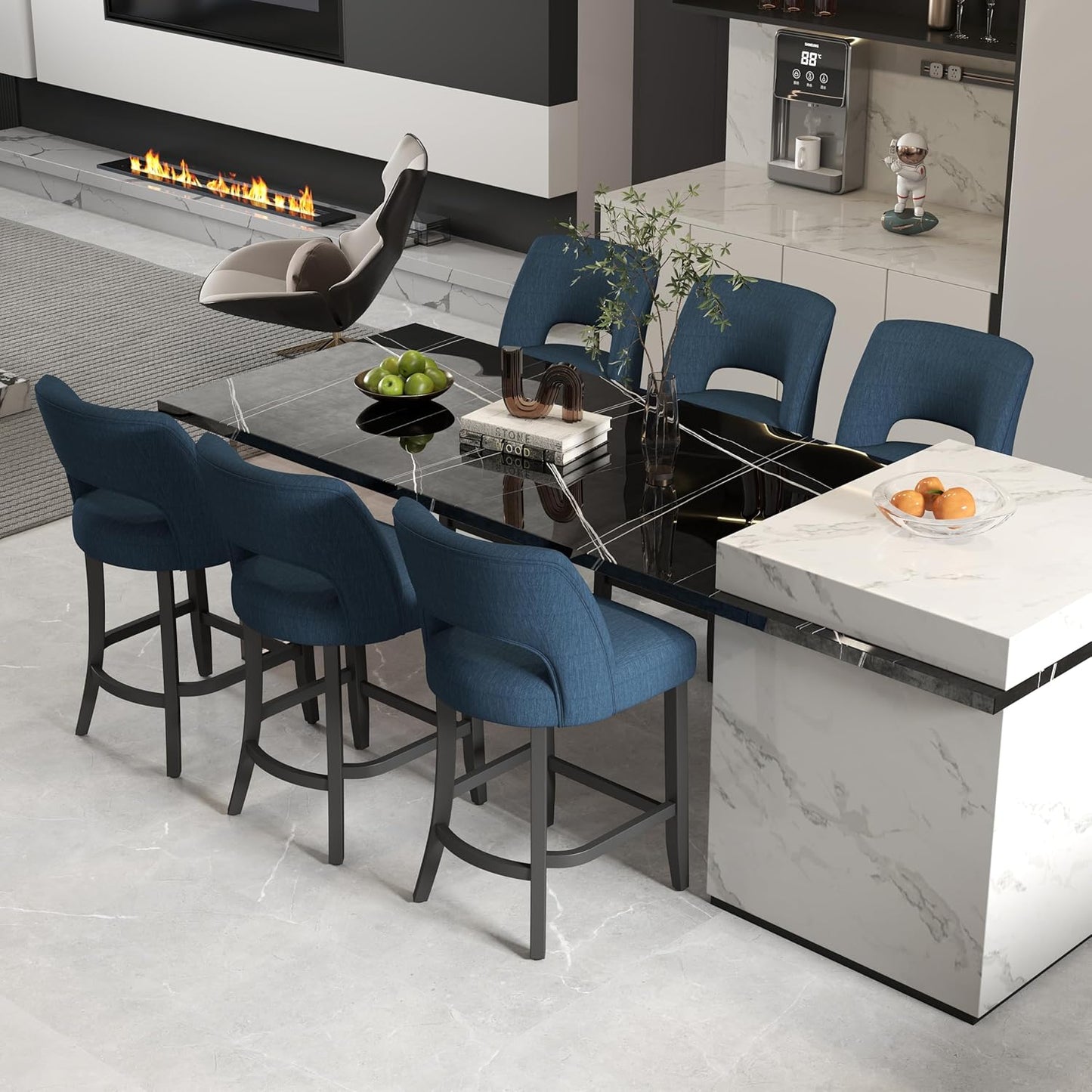 Modern Counter Height Bar Stools Set of 6 for Dining Room