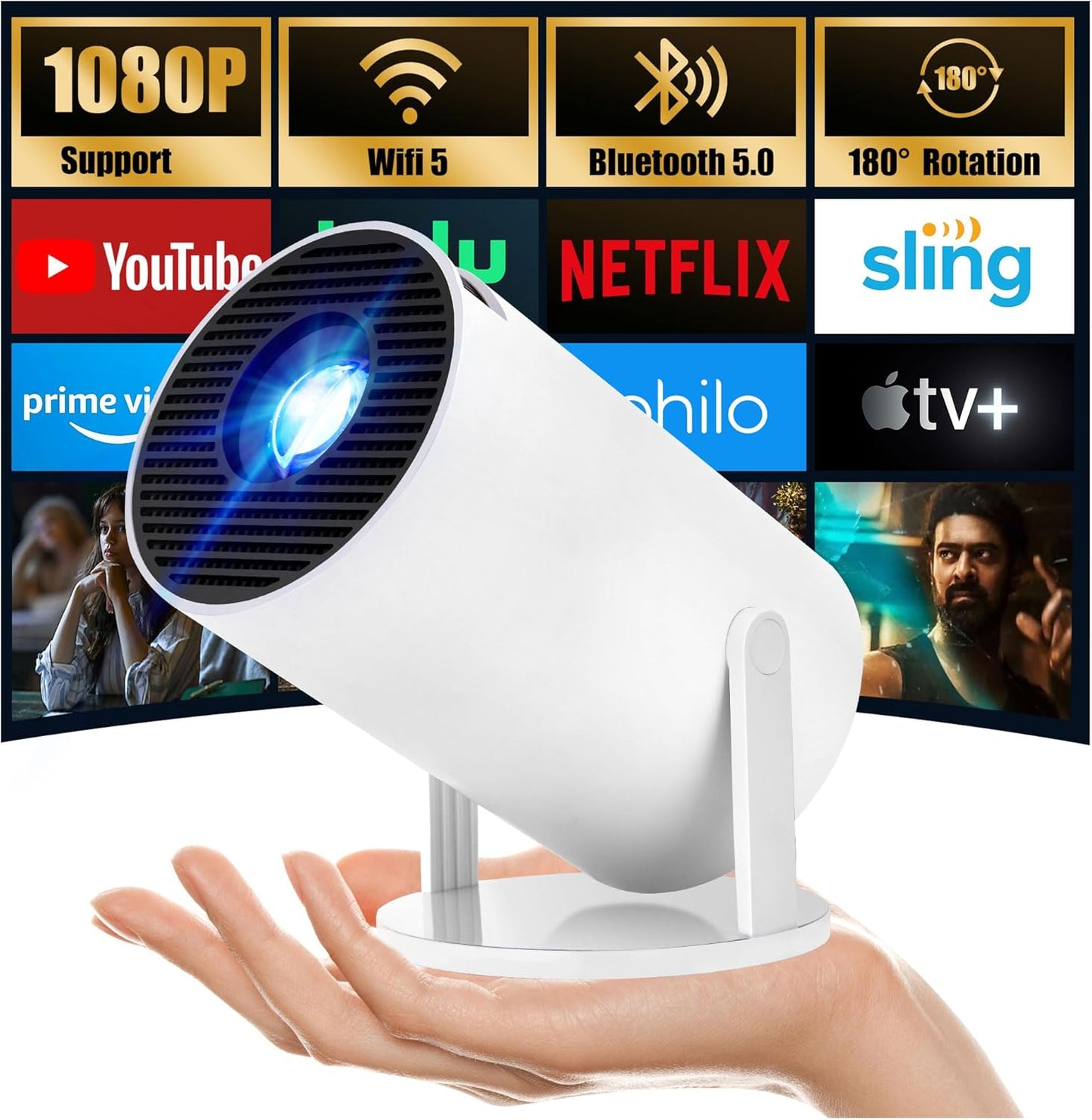 Full HD Portable Mini Projector - Wi-Fi, Bluetooth, Android, Netflix Kids Gift