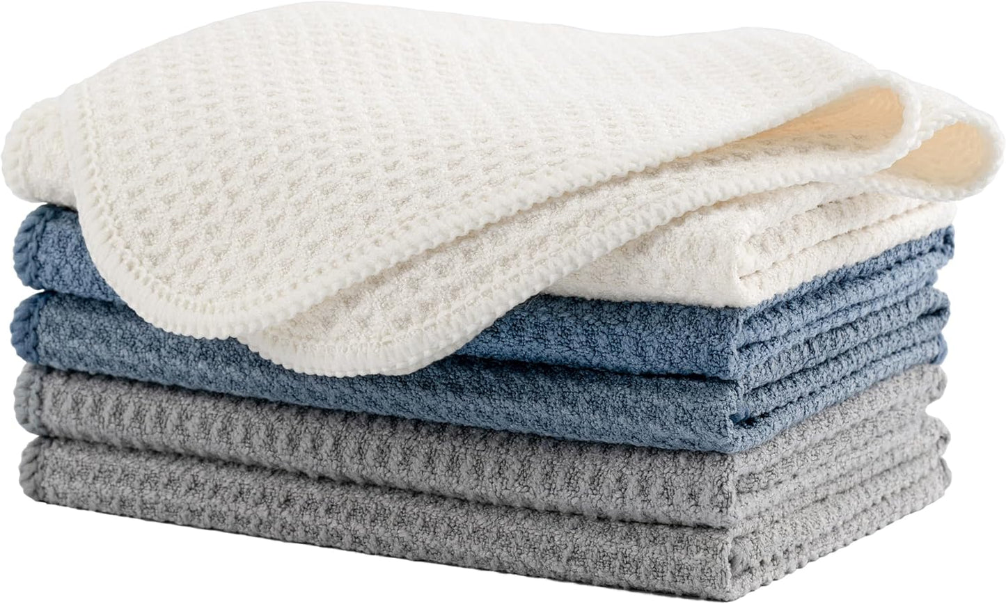 Set of 6 Microfiber Waffle Weave Cloths, 12x12 inches