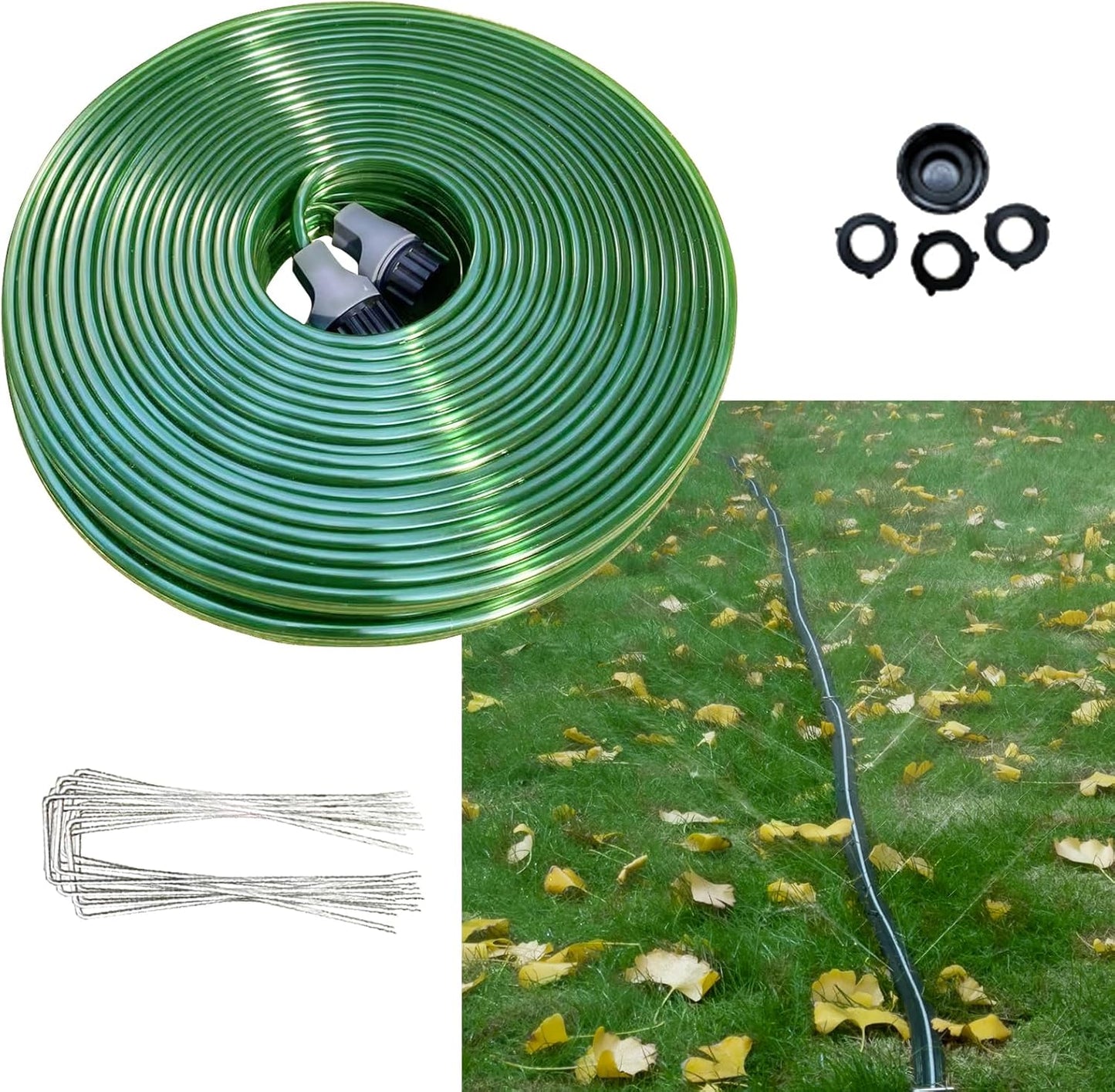 75 FT Flat Sprinkler Hose for Lawn Watering and Garden Use