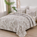 Botanical Quilt Set King - Lightweight Khaki Floral Quilt