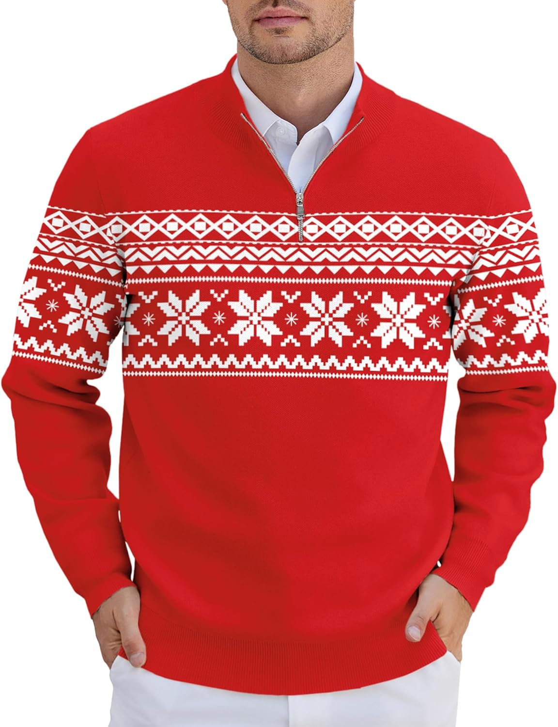 COOFANDY Mens Quarter Zip Pullover Slim Fit Lightweight Sweater