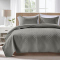 FLYMME Dark Grey King Quilt Bedspread Set - Lightweight All-Season