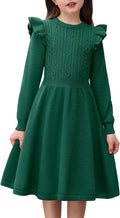 Girls Sweater Dress Lantern Sleeve Cable Knit Midi - Cozy Fall Staple