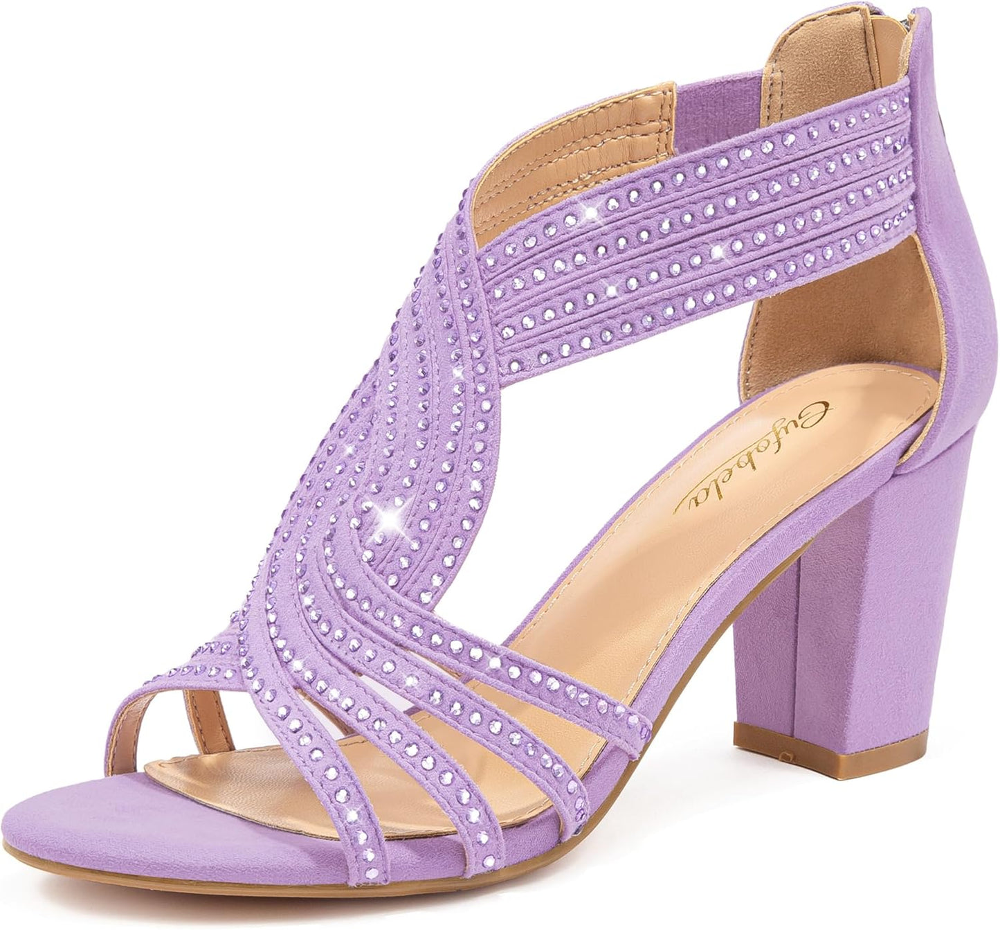 Women's Rhinestone Sparkly Chunky Block Heel Sandals for Events