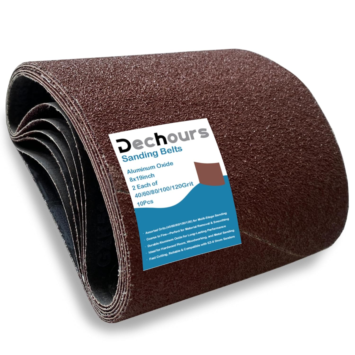 8in x 19in Sanding Belts for EZ-8 Drum Sander - 10 Pack