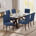 Upholstered Parsons Dining Chairs Set of 6 - Modern Blue Fabric Side