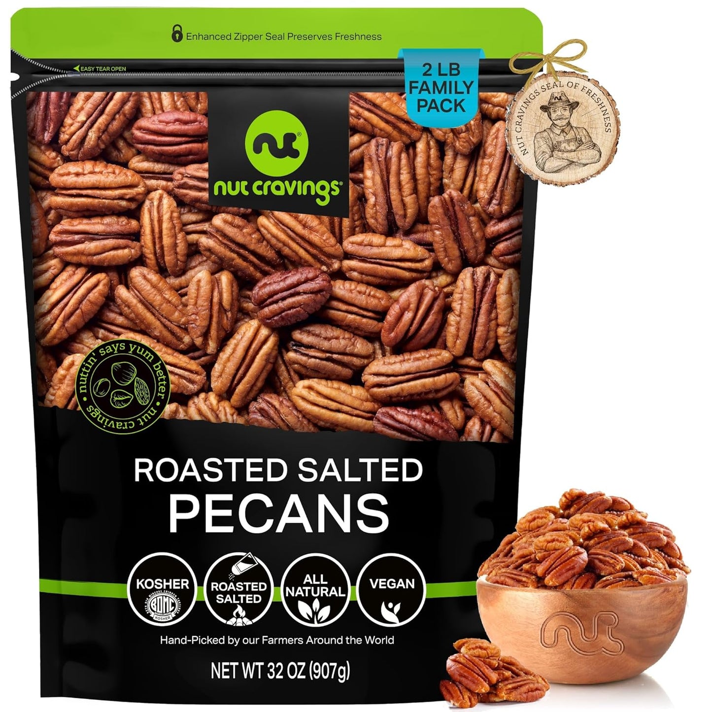 Delicious Roasted Salted Pecan Halves - Healthy Snack Option
