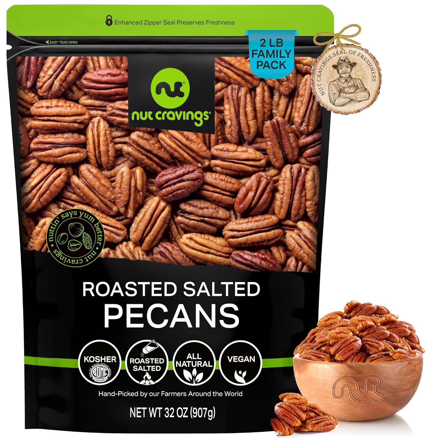 Delicious Roasted Salted Pecan Halves - Healthy Snack Option