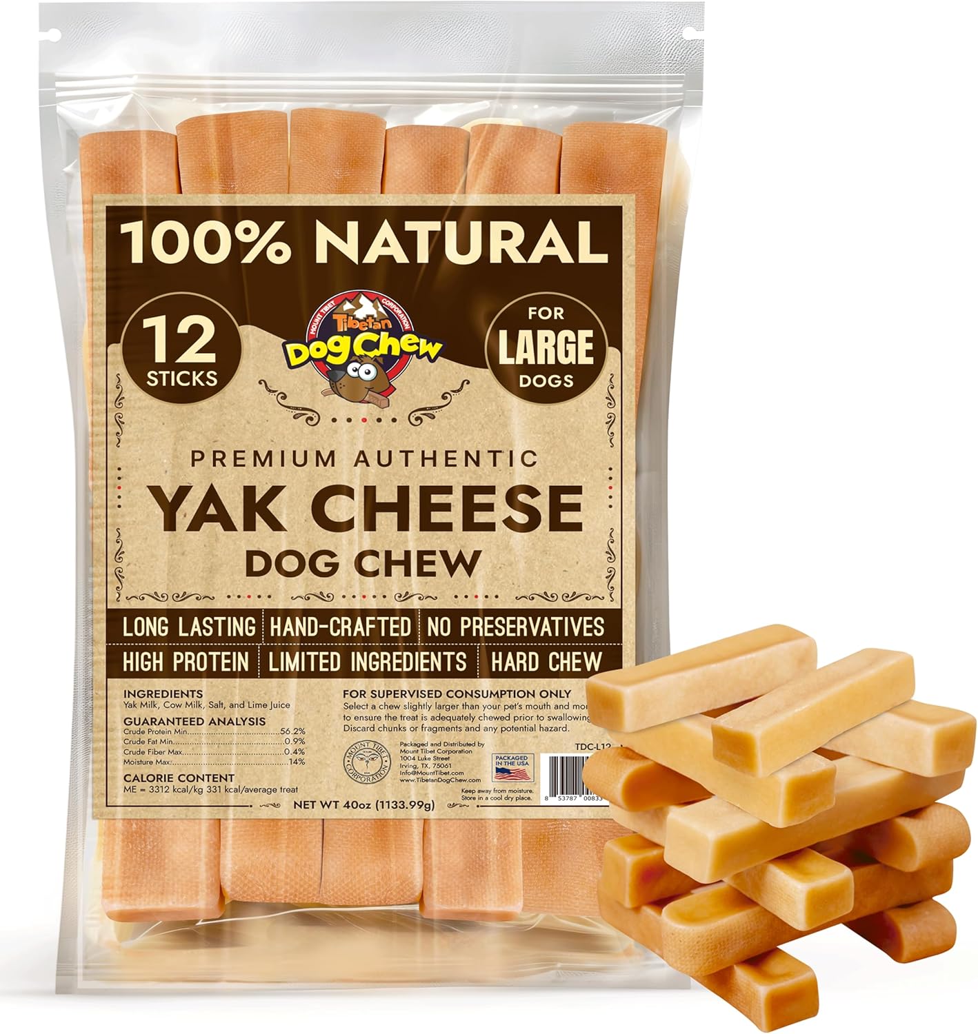 Tibetan Dog Chew Yak Cheese Sticks for Aggressive Chewers