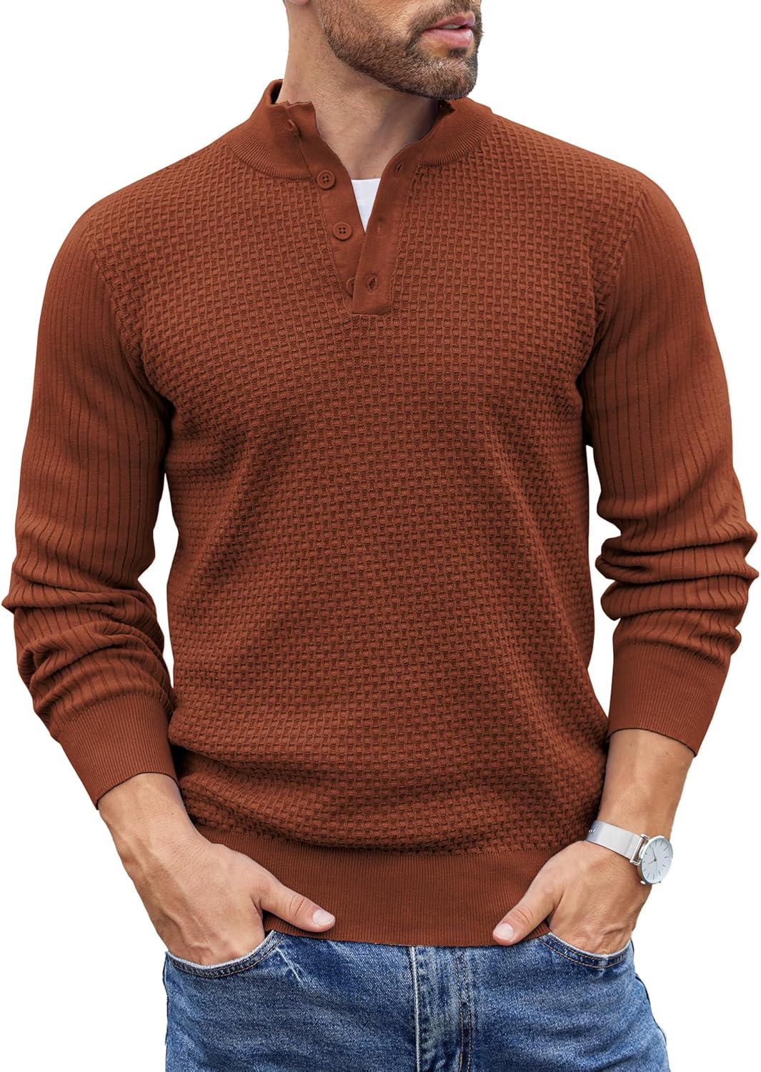 COOFANDY Men's Quarter Button Sweater for Casual Style
