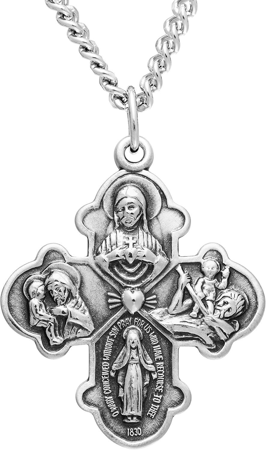 Men's Sterling Silver 4-Way Cross Pendant Necklace, 24 in