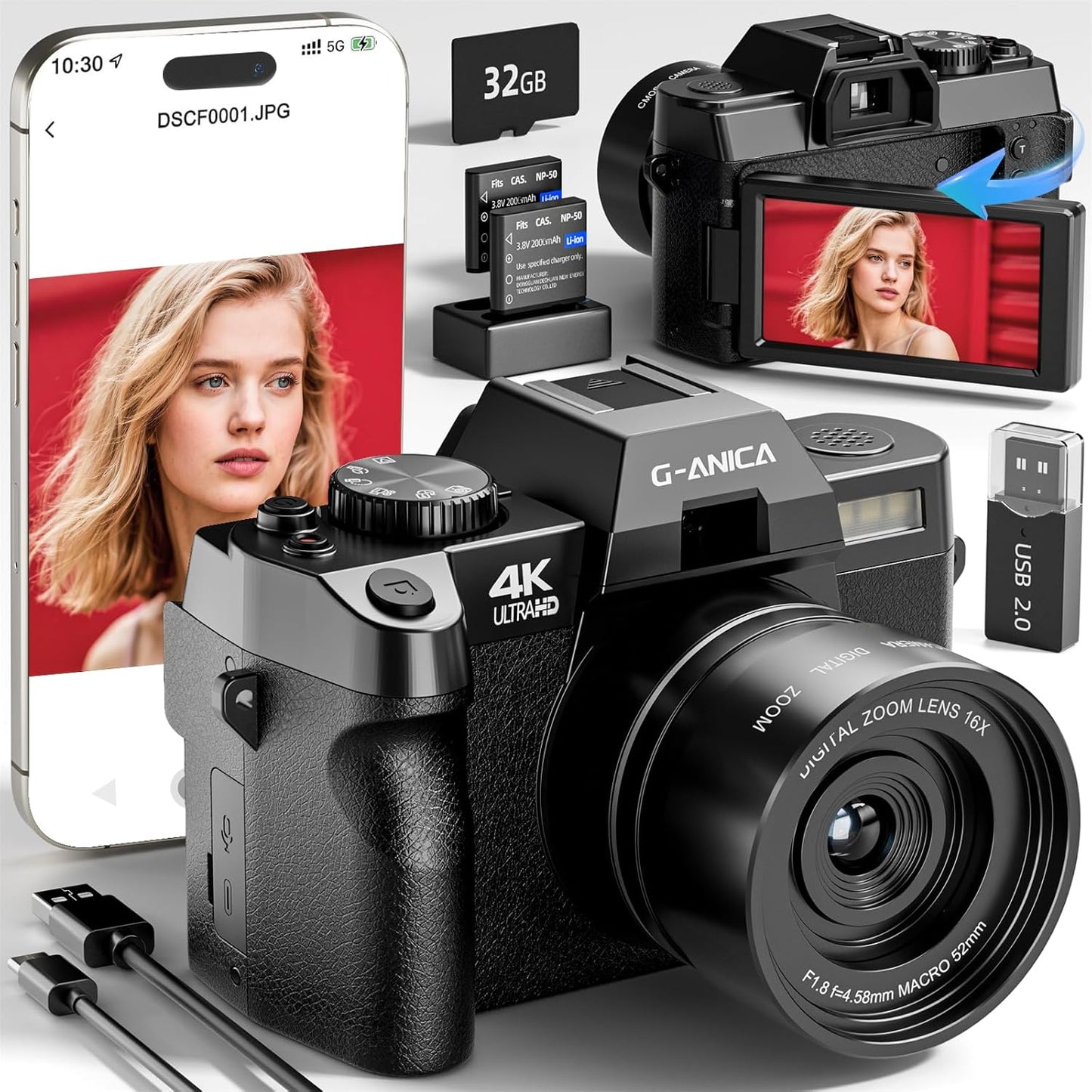 Digital Camera for Photography with 4K Video and 48MP Photos