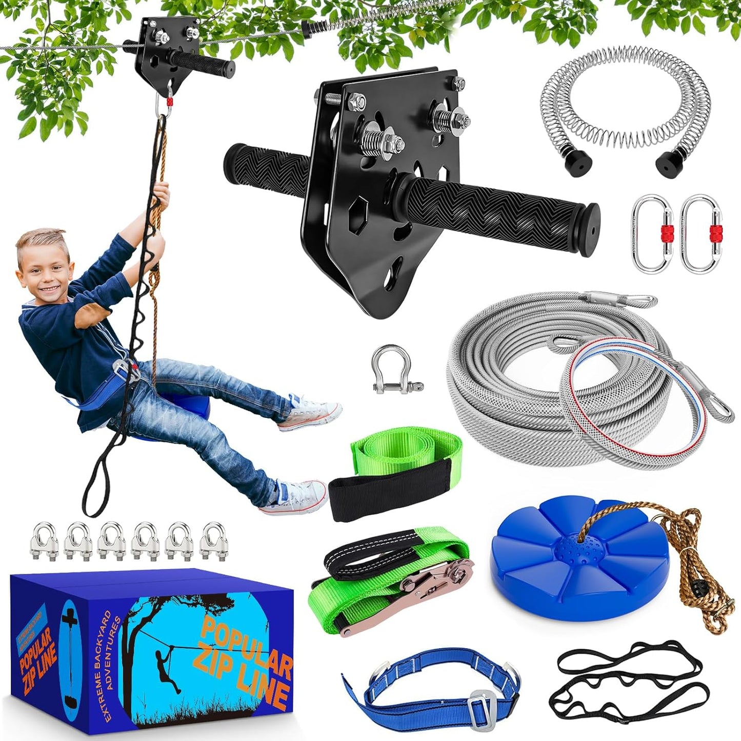 X XBEN Zip Line Kit for Kids and Adults - 150FT Fun Adventure
