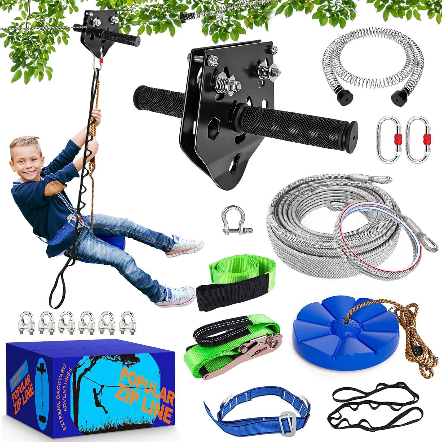 X XBEN Zip Line Kit for Kids and Adults - 150FT Fun Adventure