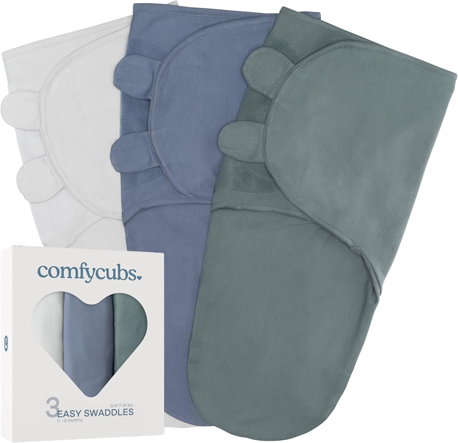 Comfy Cubs Easy Swaddle Blanket 3 Pack for Newborns Comfort