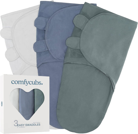 Comfy Cubs Easy Swaddle Blanket 3 Pack for Newborns Comfort