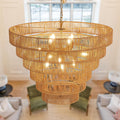 31.49 in Large Rattan Chandelier for Vintage Farmhouse Style