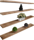 Wood Floating Shelves for Wall Decor - Set of 4 Light Walnut 48 in