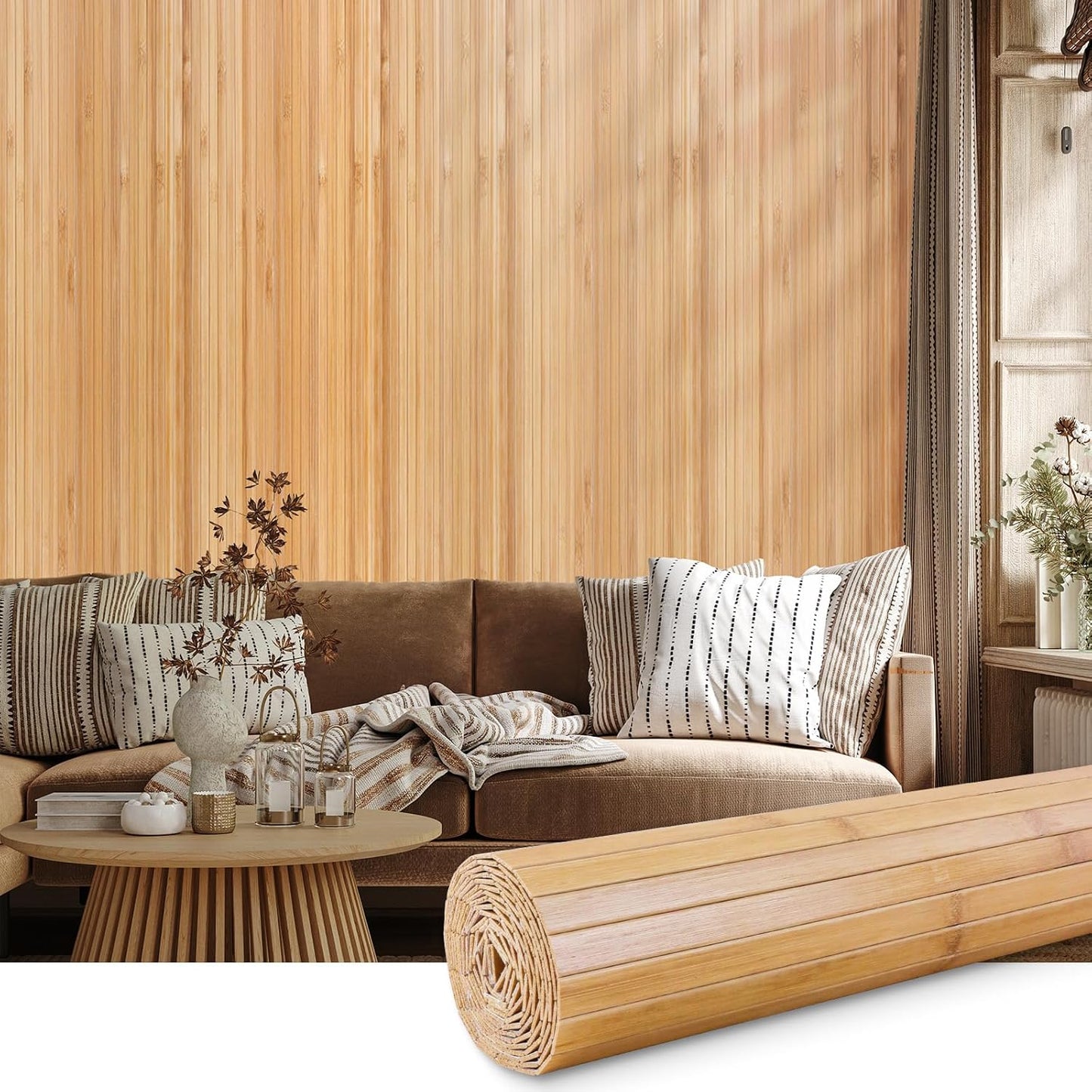 Bamboo Wall Panel for Interior Decoration - Natural Wainscoting
