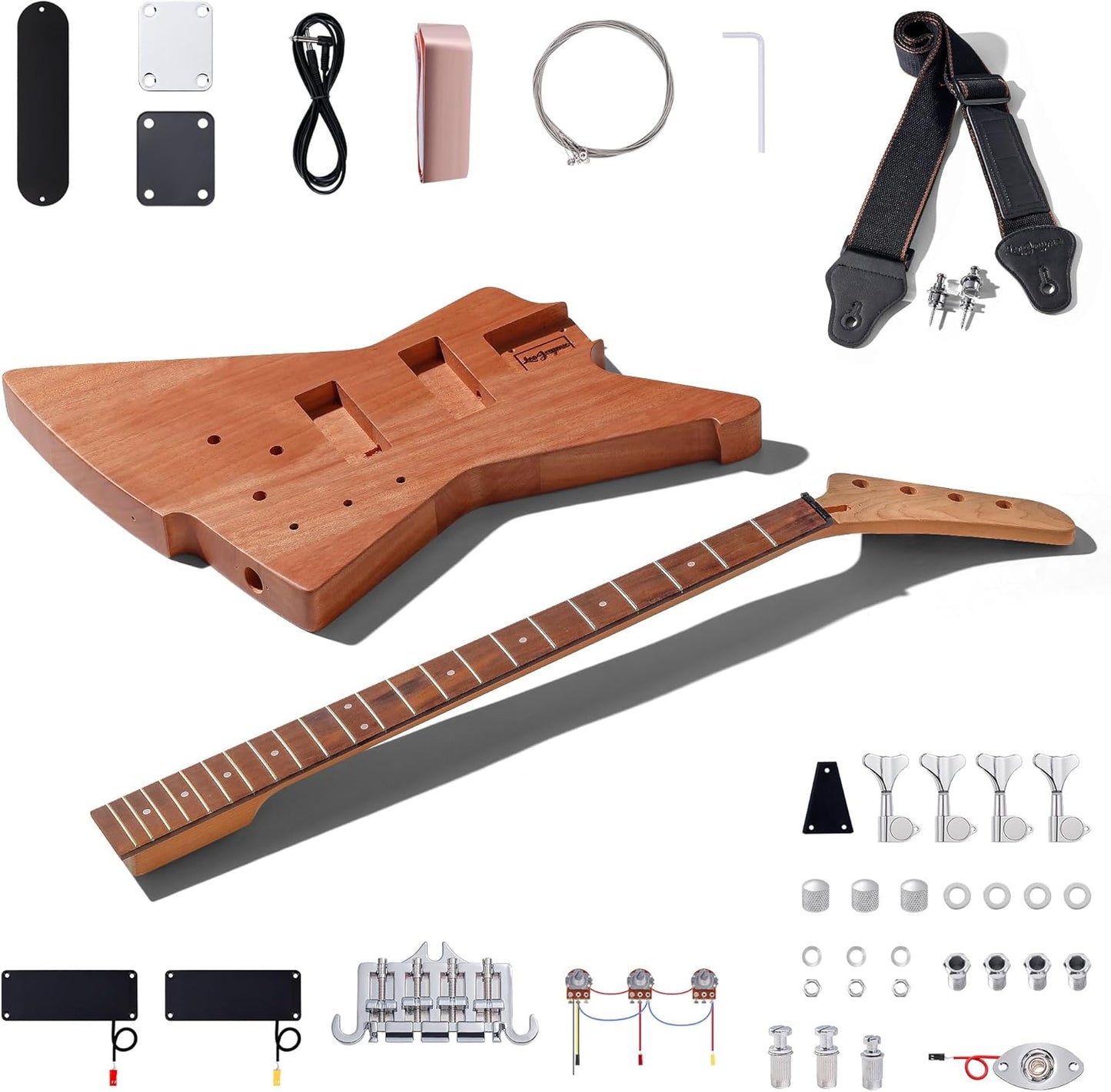 DIY Electric Bass Guitar Kit with Mahogany Body and Maple Neck