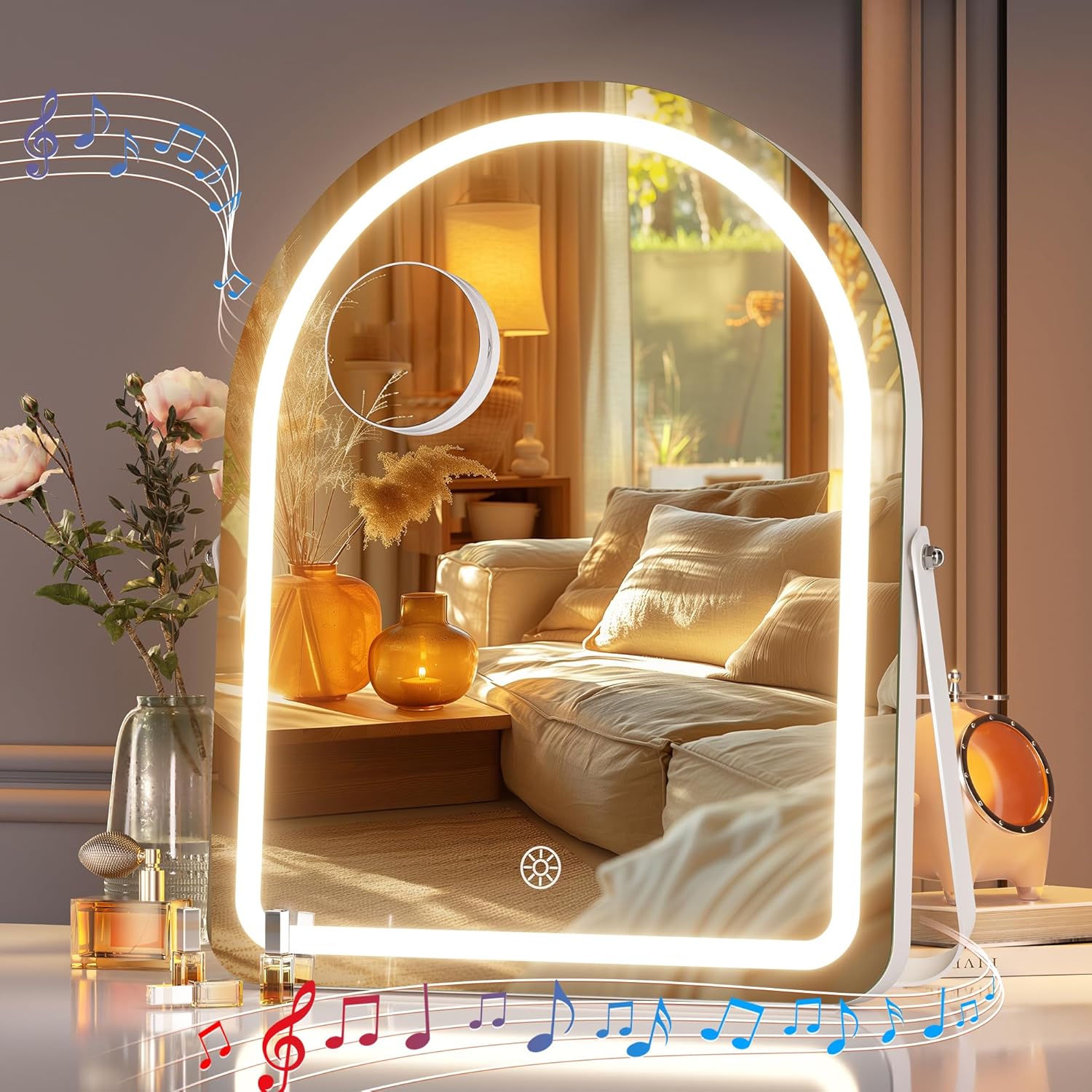 Hasipu Vanity Mirror with Lights and Bluetooth Speaker for Makeup