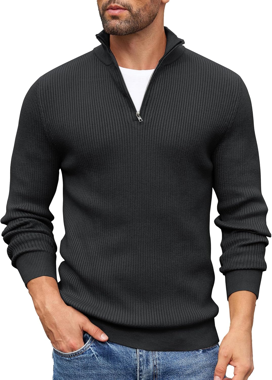 COOFANDY Men's Quarter Zip Sweaters for Stylish Comfort
