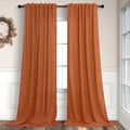 Pitalk Burnt Orange Linen Curtains 102 in Long Pair - Light Filtering